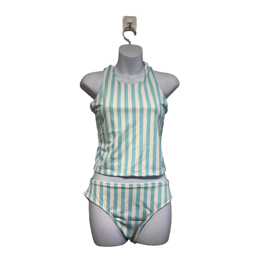 Childrens Place 2 Piece Swimwear Girls XXL Size 16 Blue Stripe - New W/ Tags